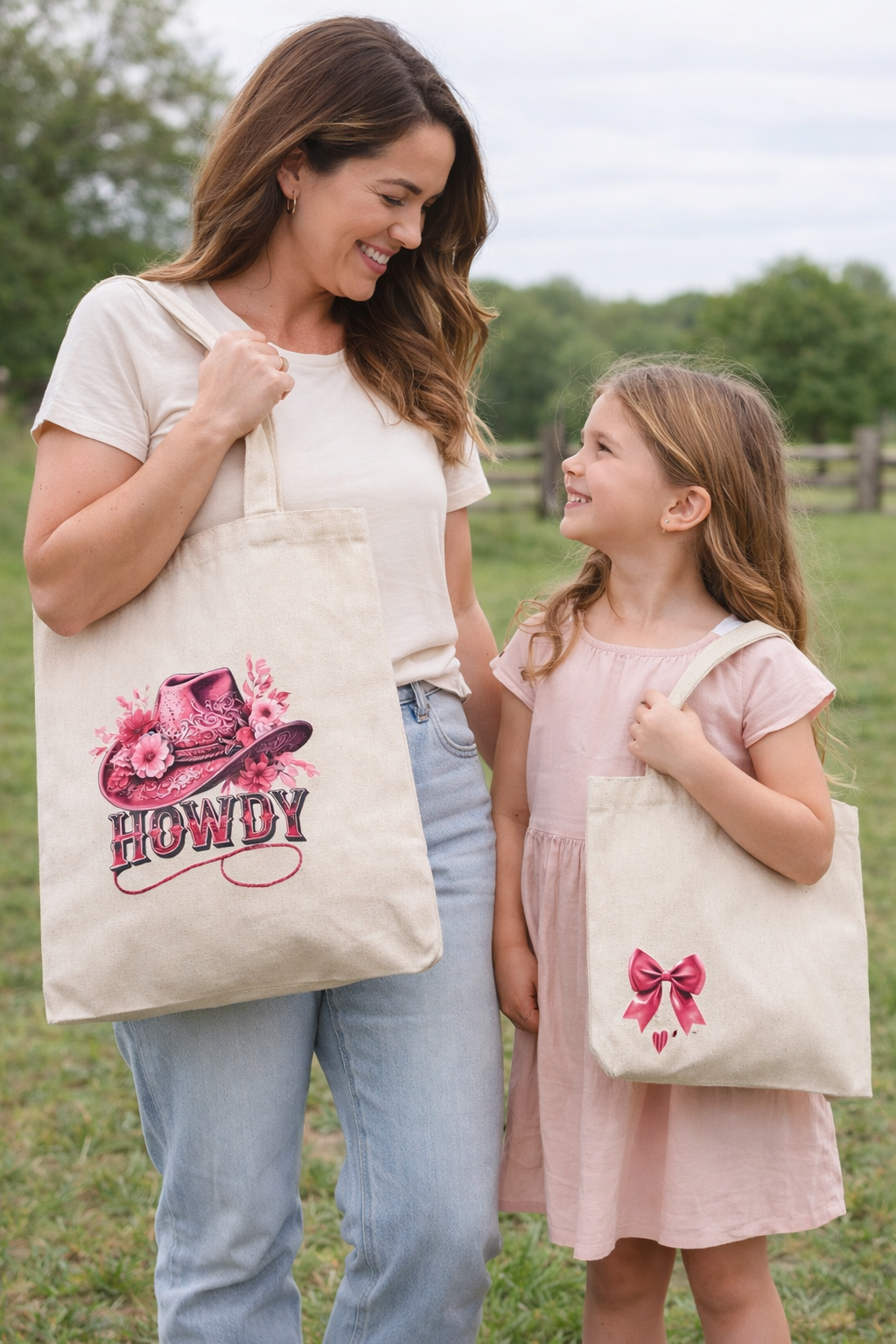 Mom & mini cowgirl tote set